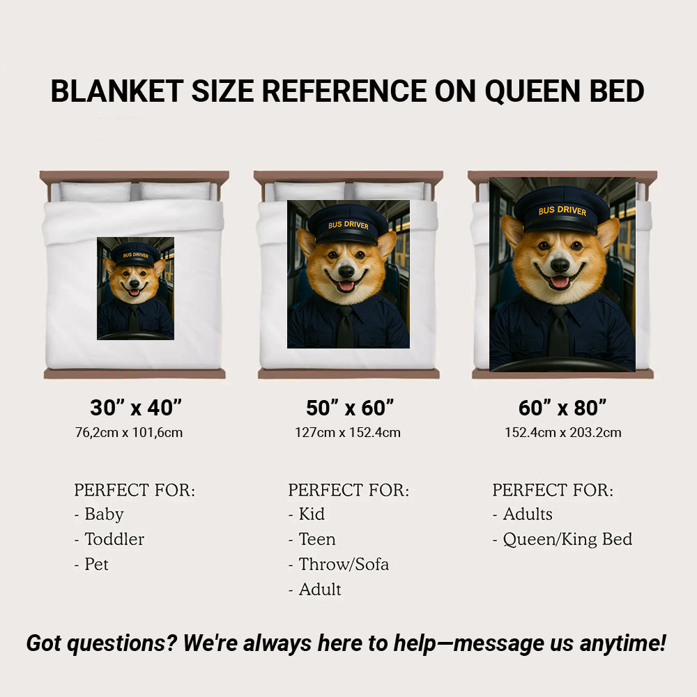 Custom Photo Bus Driver Dog BlanketGift For Dog Lovers