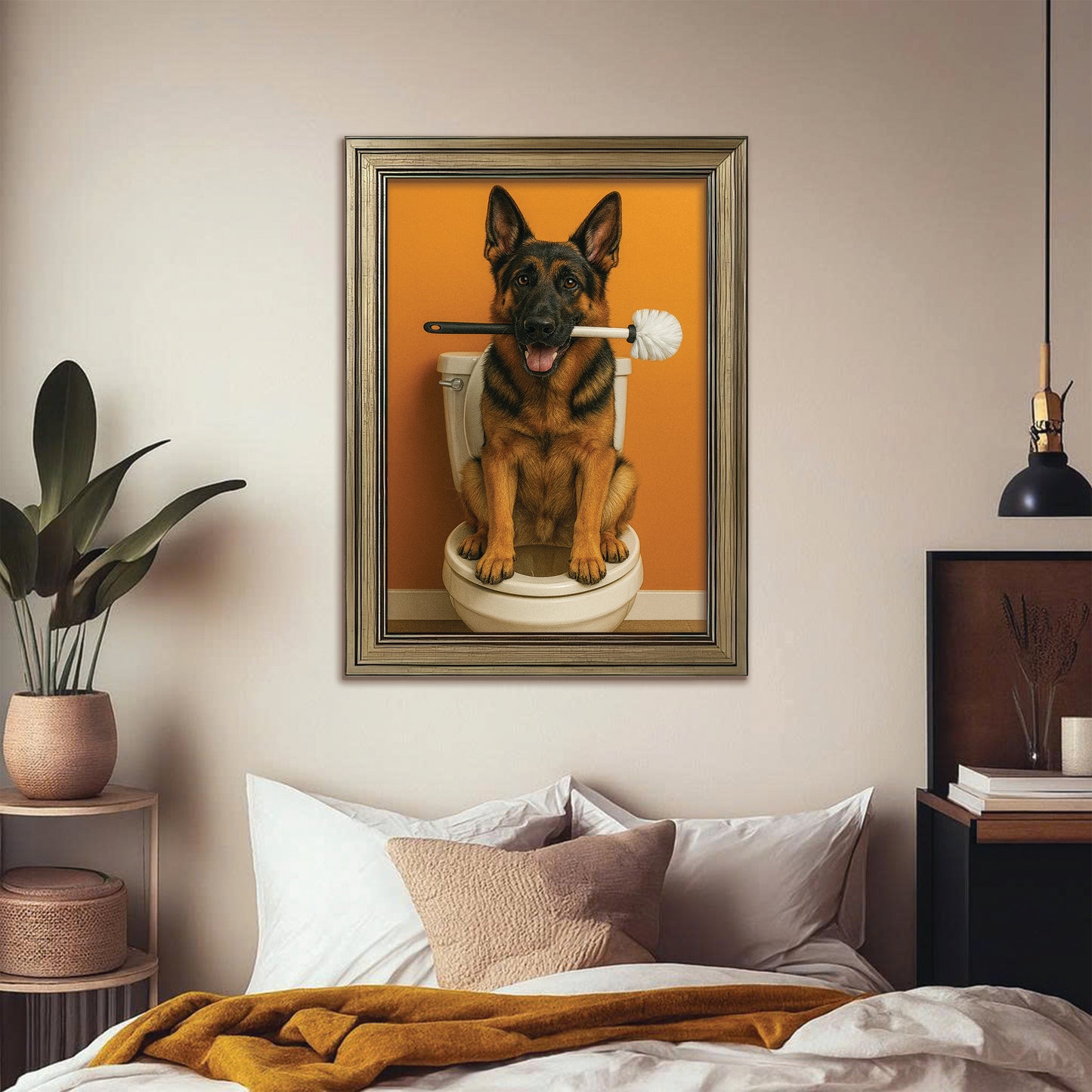 Custom Photo Dog Bathroom Style 31 Canvas Framed Wall Art Gift For Dog Lovers