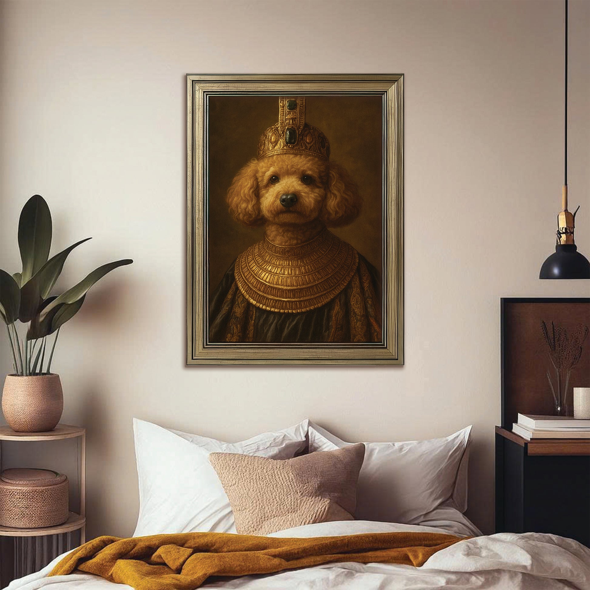 Custom Photo Dog Royal Style 1 Canvas Framed Wall Art Gift For Dog Lovers