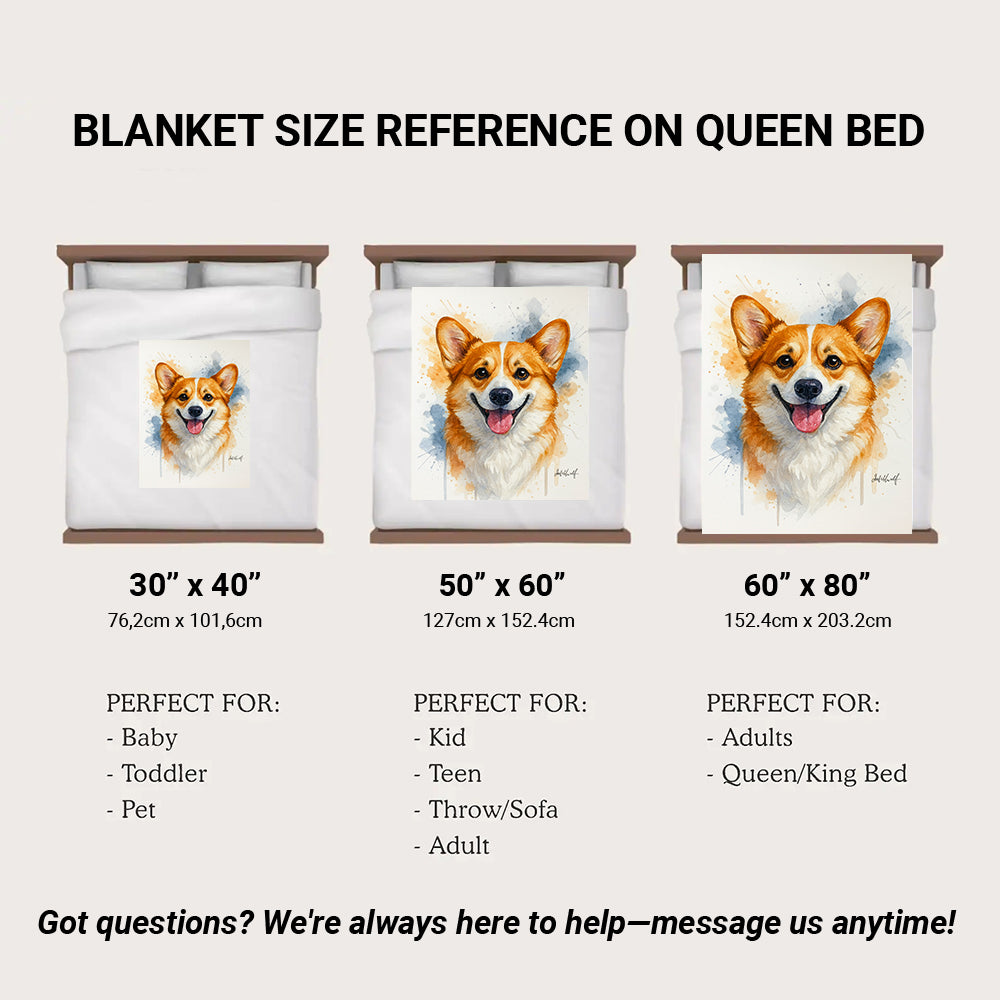 Custom Photo Dog Watercolor Artwork Blanket Gift For Dog Lover