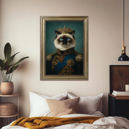 Custom Photo Royal Cat Canvas Framed Wall Art Gift For Cat Lovers