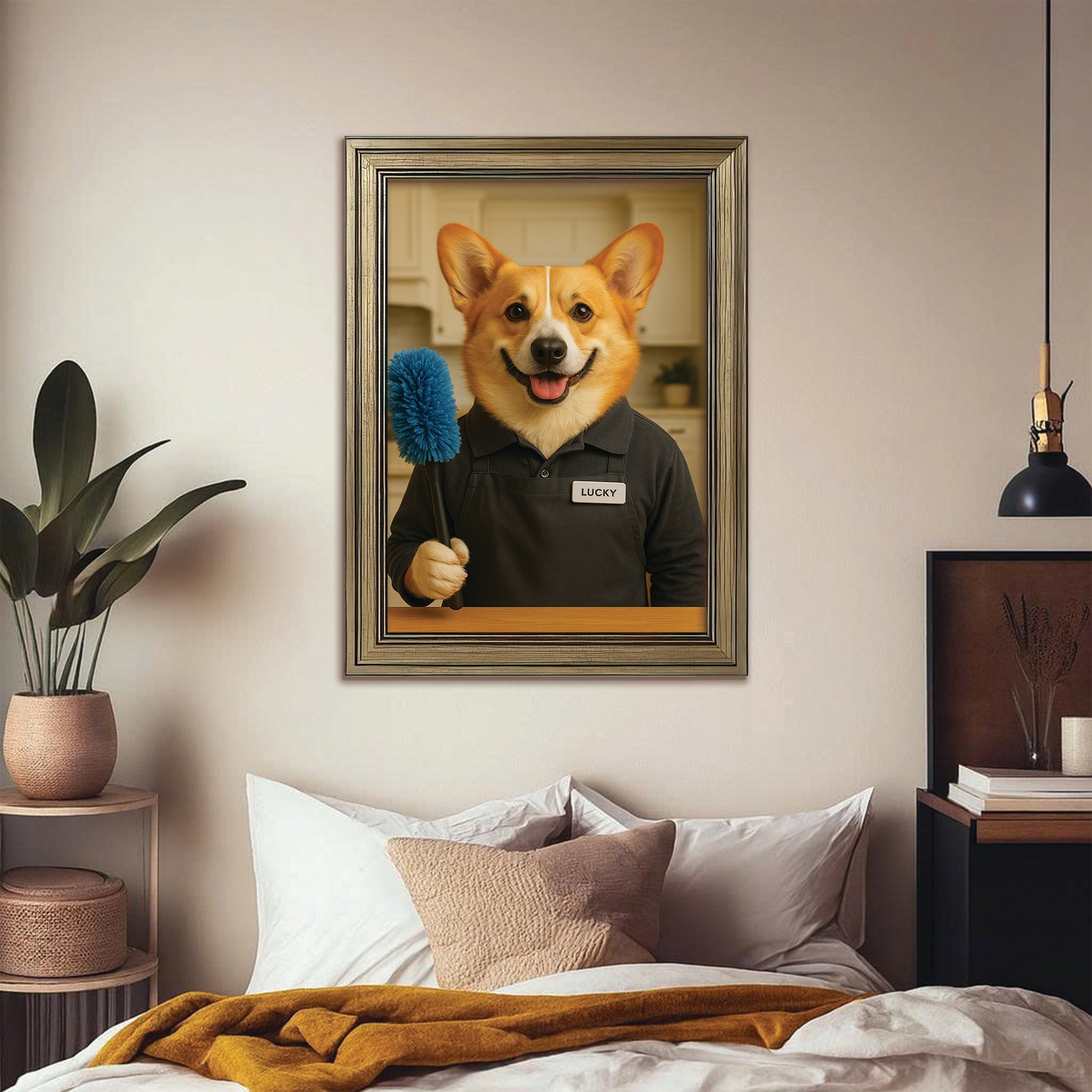 Custom Photo Housekeeper Dog Canvas Framed Wall Art Gift For Dog Lovers