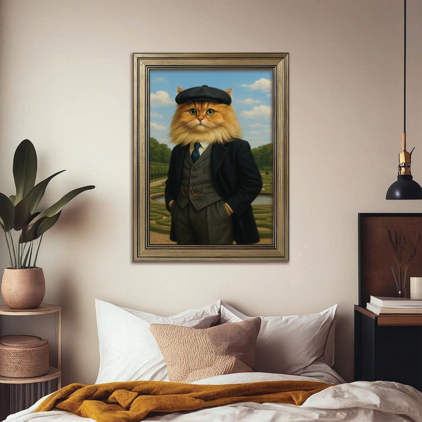 Custom Photo Pawky Blinder Cat Canvas Framed Wall Art