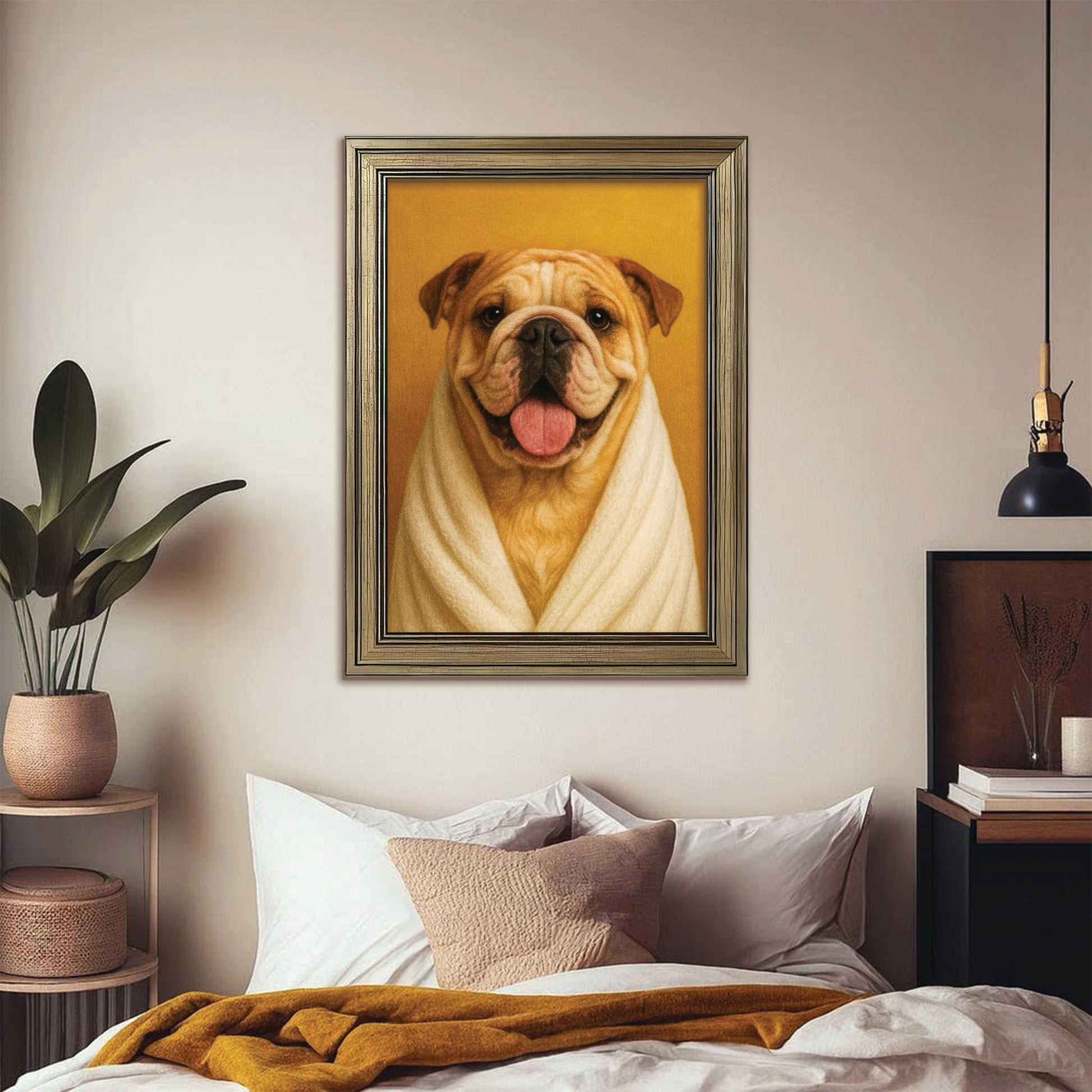 Custom Photo Dog Bathroom Style 30 Canvas Framed Wall Art Gift For Dog Lovers