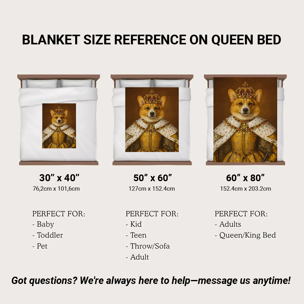 Custom Photo Crowned Queen Dog BlanketGift For Dog Lovers