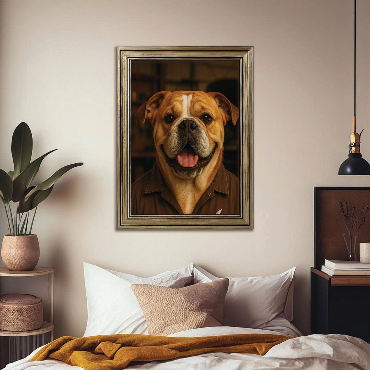 Custom Photo Mechanic Dog Canvas Framed Wall Art Gift For Dog Lovers