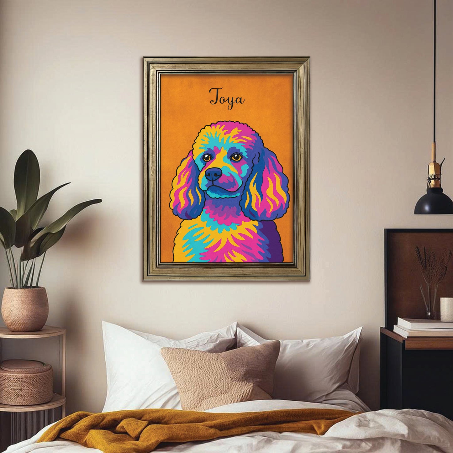 Custom Photo Minimalist Dog Canvas Framed Wall Art Gift For Dog Lovers