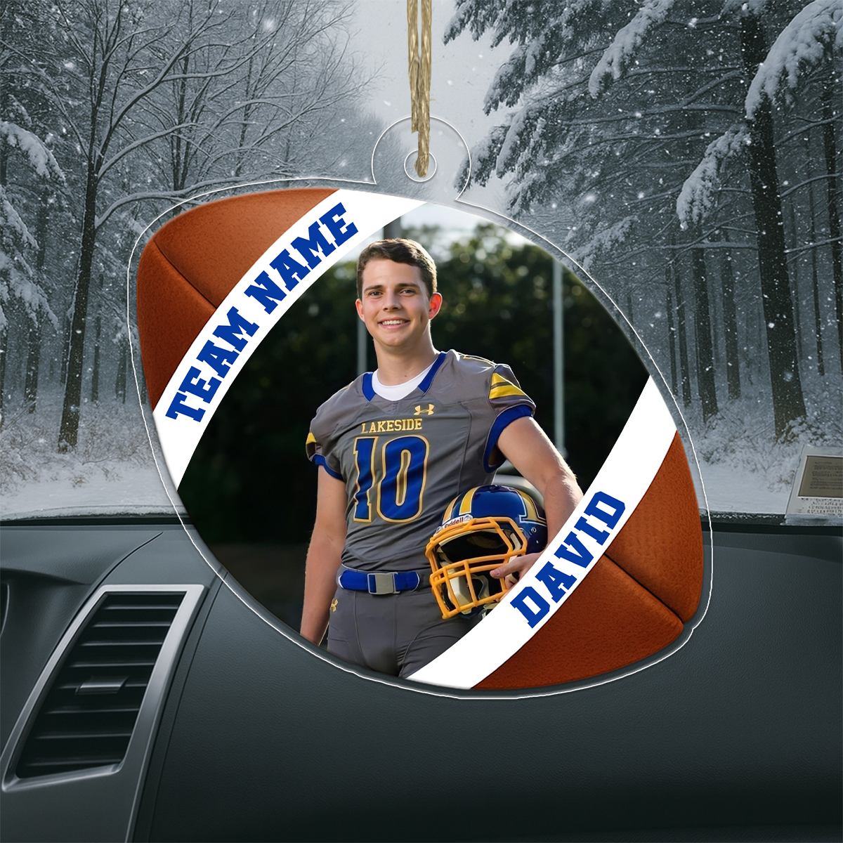 Custom Photo Football Player Xmas Acrylic Ornament Christmas Gift