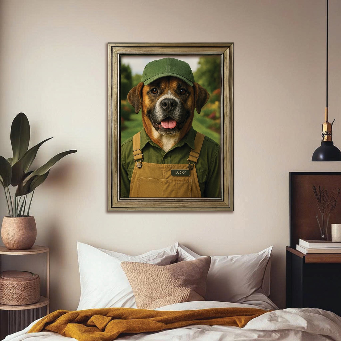 Custom Photo Gardener 2 Dog Canvas Framed Wall Art Gift For Dog Lovers