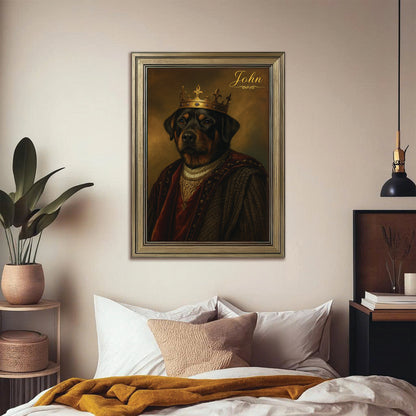 Custom Photo Crown King Dog Canvas Framed Wall Art Gift For Dog Lovers