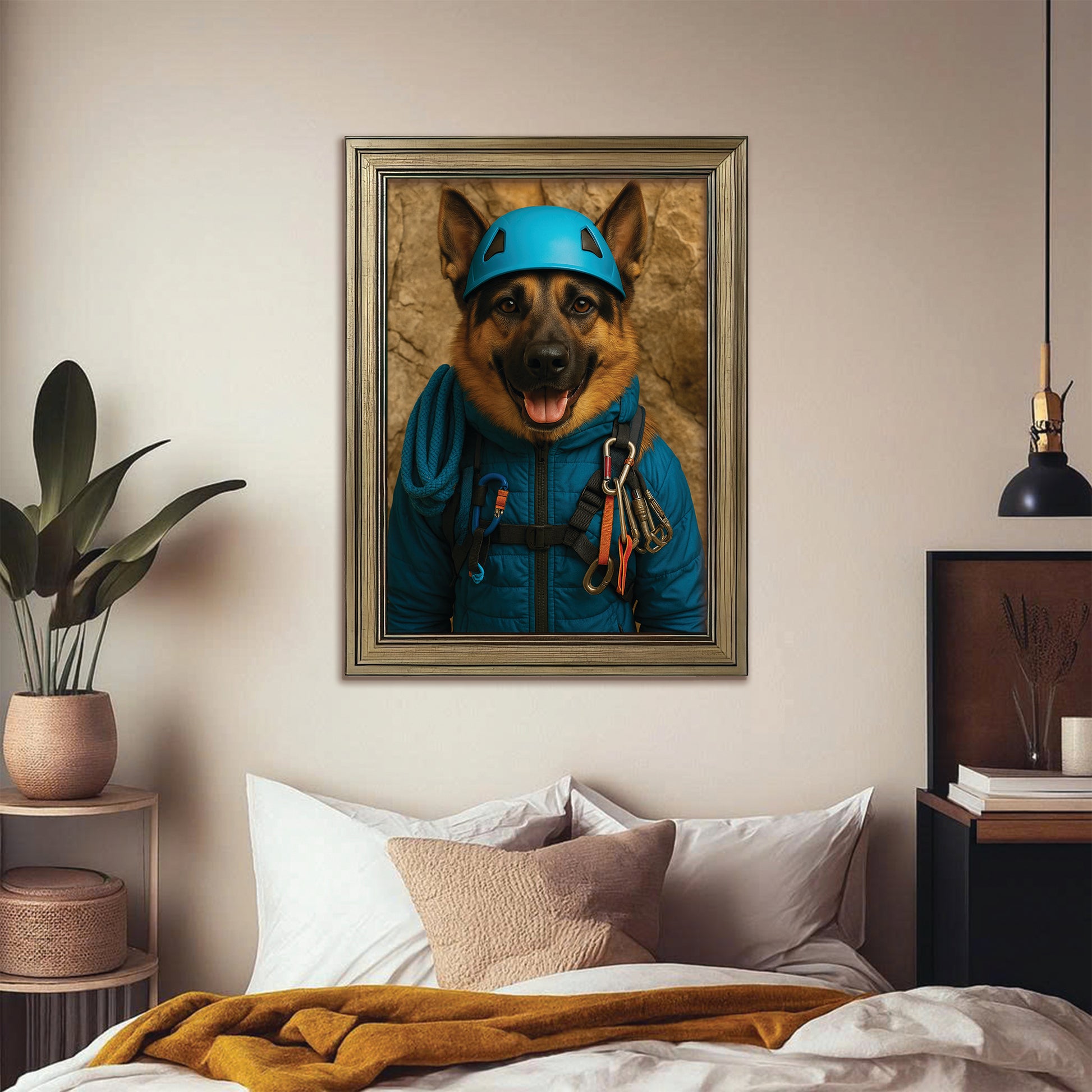 Custom Photo Climber Dog Canvas Framed Wall Art Gift For Dog Lovers