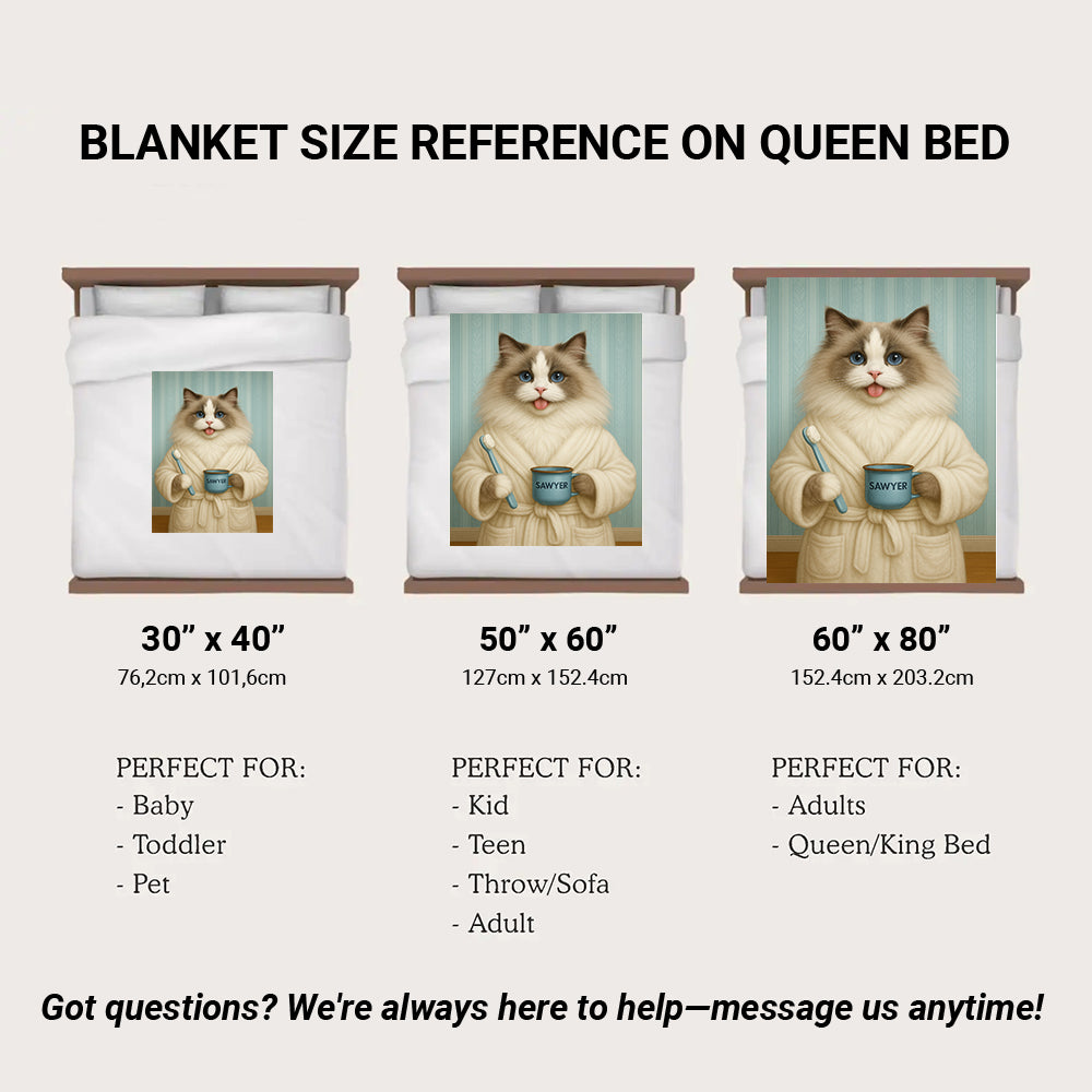 Custom Photo Cat Bathroom Blanket Cat Gifts Lovers