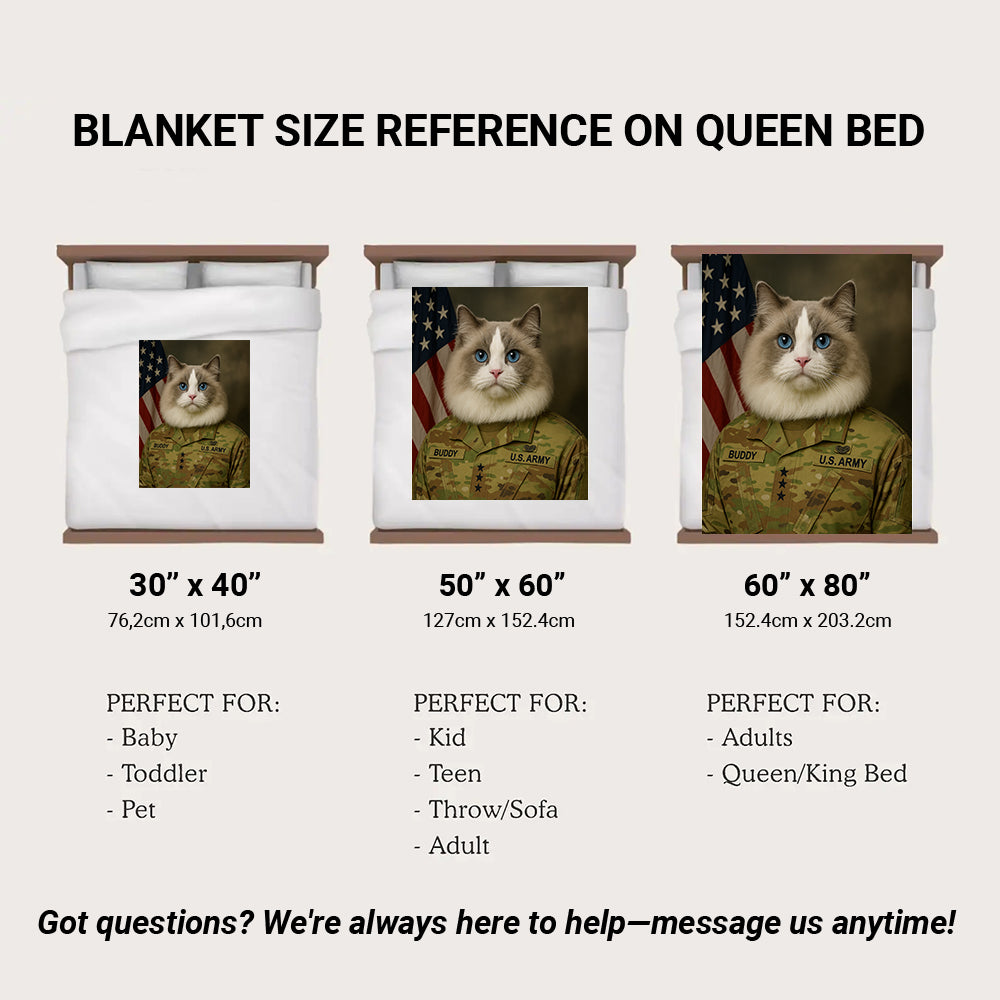 Custom Cat Photo Us Army Blanket _ Gift For Cat Lovers