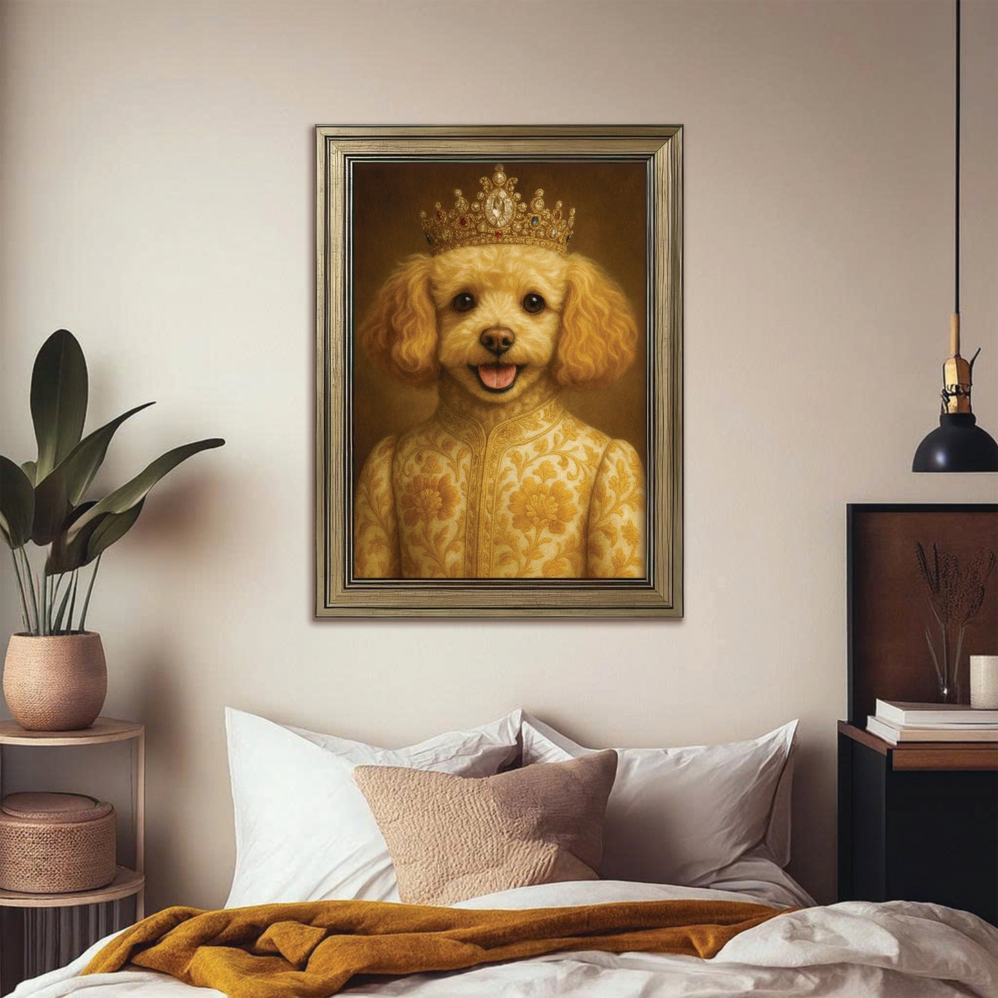 Custom Photo Dog Royal Style 09 Canvas Framed Wall Art Gift For Dog Lovers