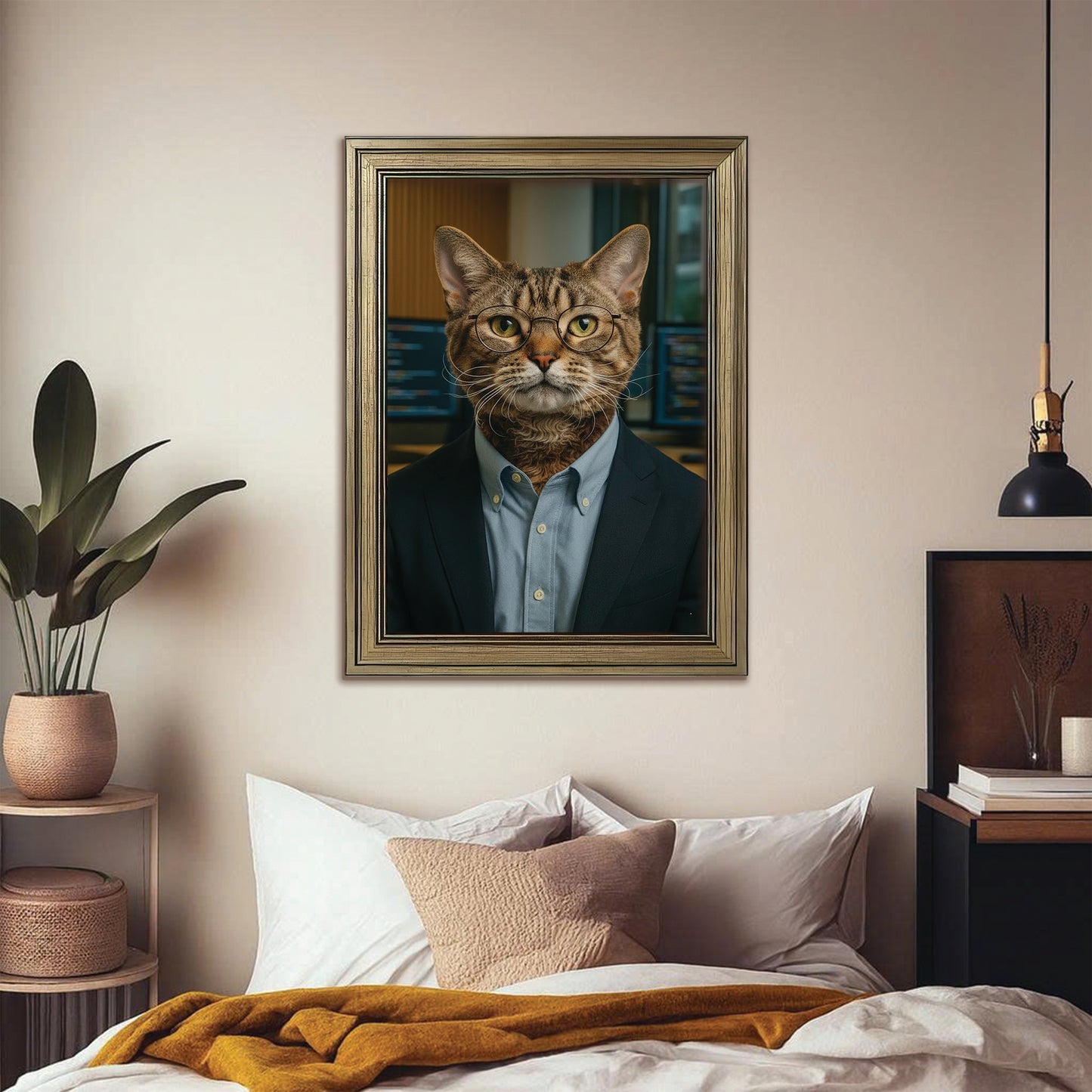Custom Photo Software Developer Cat Canvas Framed Wall Art Gift For Cat Lovers