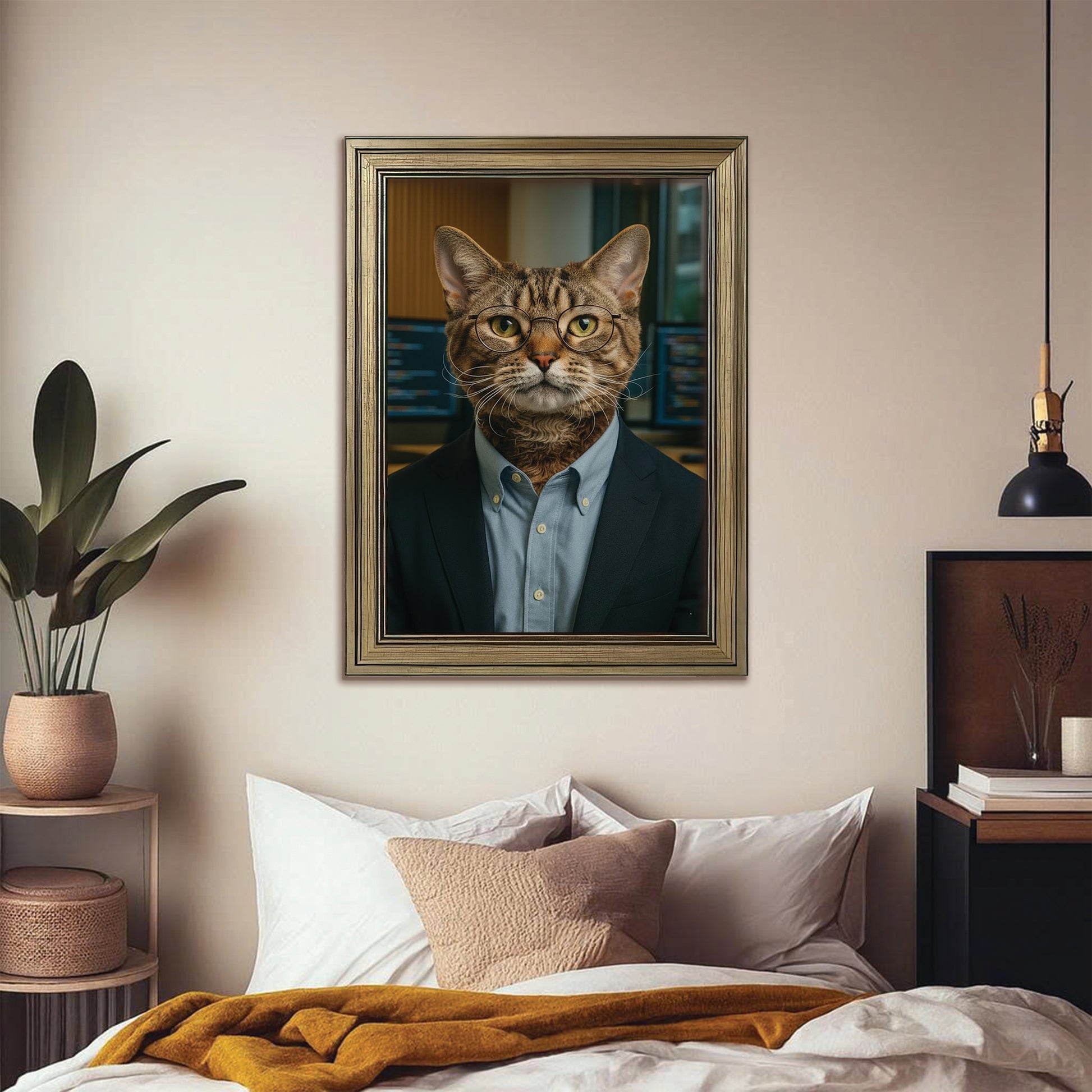 Custom Photo Software Developer Cat Canvas Framed Wall Art Gift For Cat Lovers