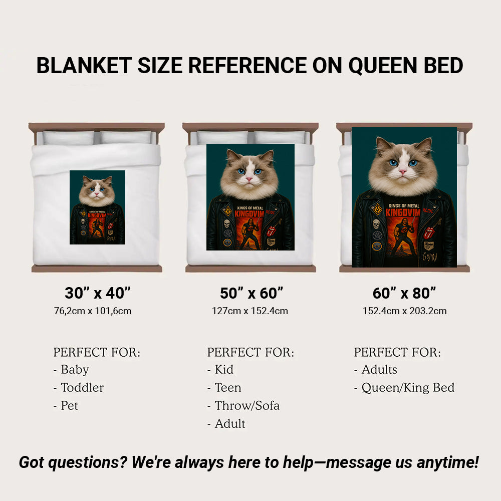 Custom Photo Cat Rock n Roll Blanket