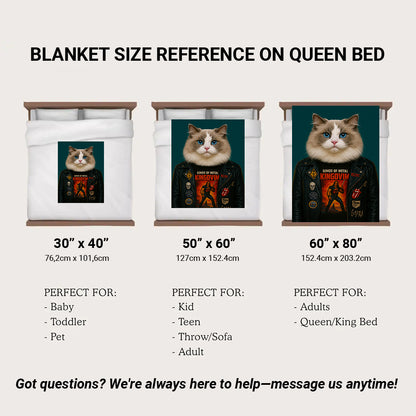 Custom Photo Cat Rock n Roll Blanket