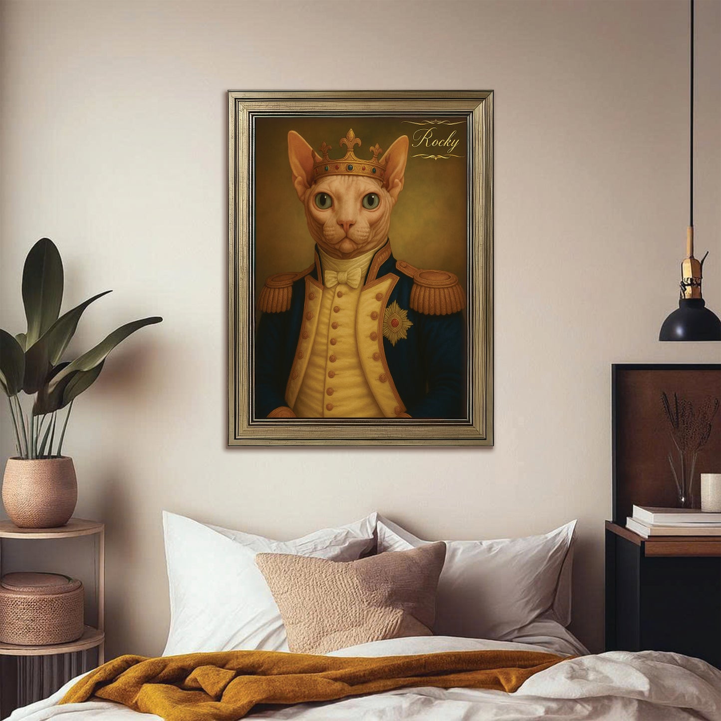 Custom Photo Great Captain Cat Canvas Framed Wall Art Gift For Cat Lovers
