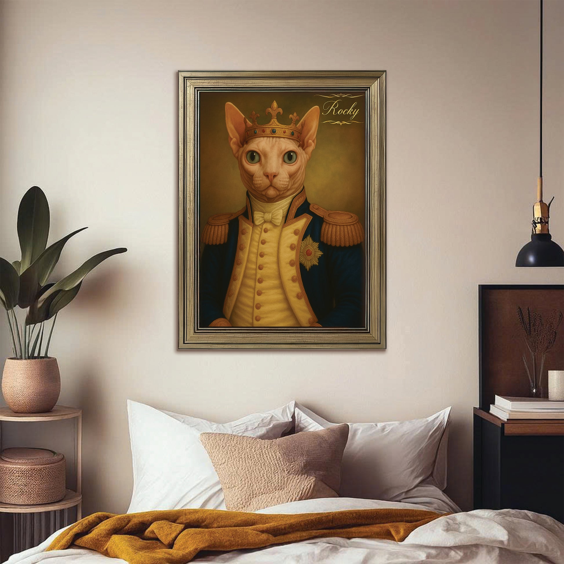 Custom Photo Great Captain Cat Canvas Framed Wall Art Gift For Cat Lovers
