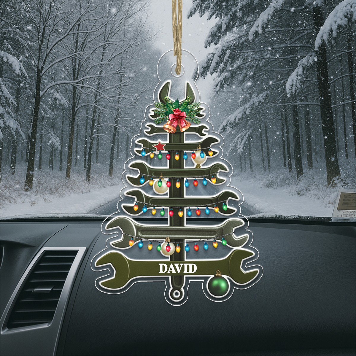 Custom Name Wrench Tree For Repair Mechanic Acrylic Ornament Christmas Gift