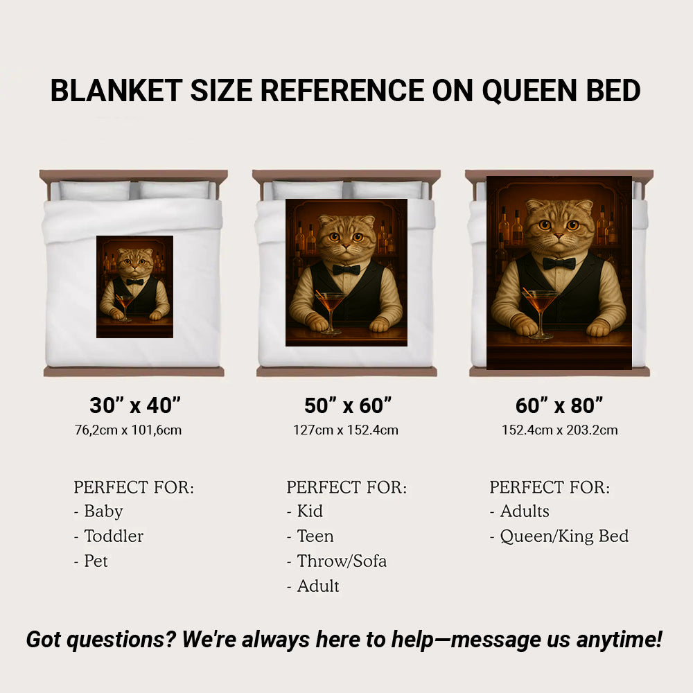 Personalized Cat Portrait Bartender Blanket