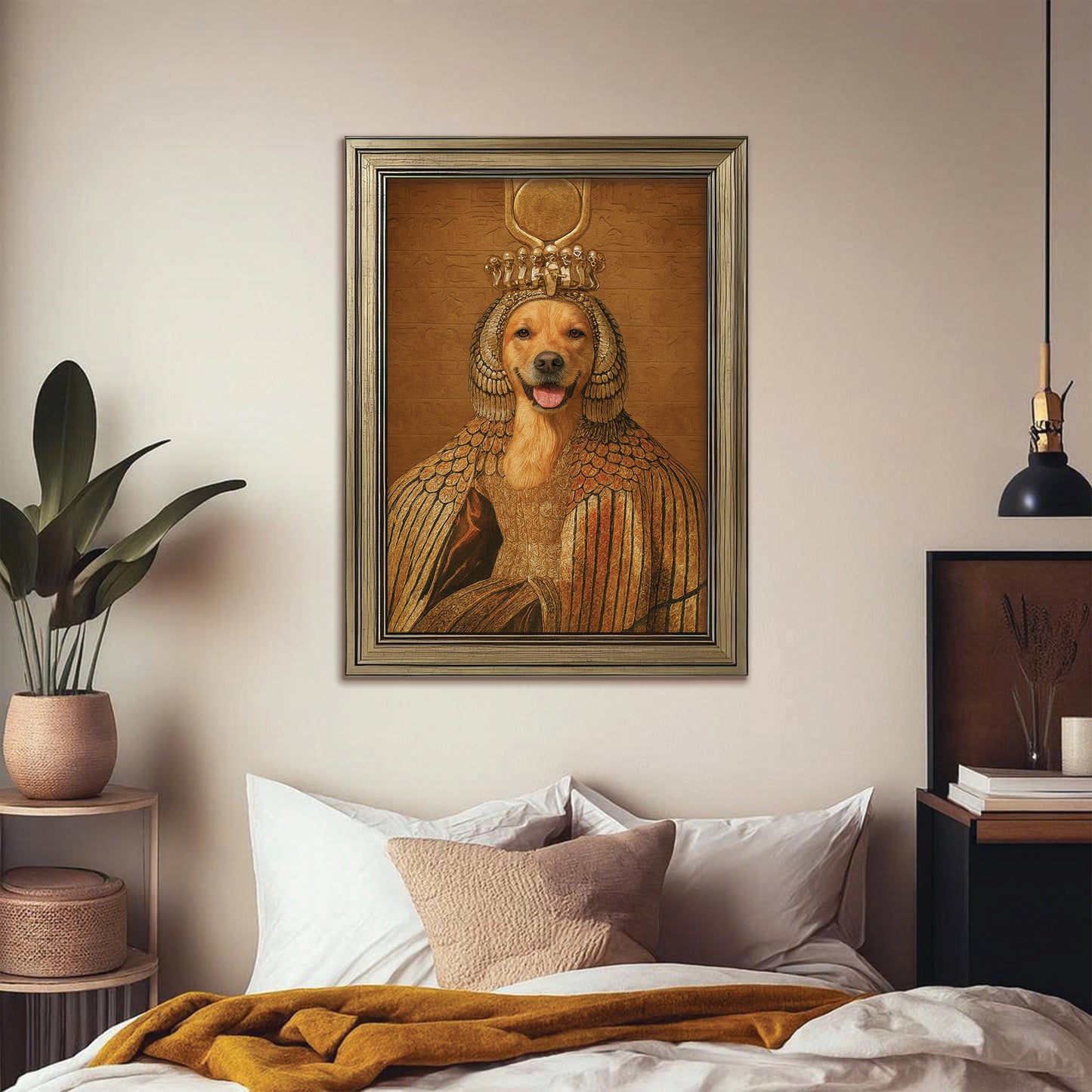 Custom Photo Cleopawtra Dog Canvas Framed Wall Art Gift For Dog Lovers