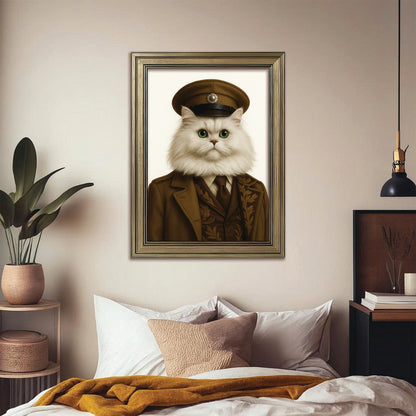 Custom Photo Captain Cat Canvas Framed Wall Art
