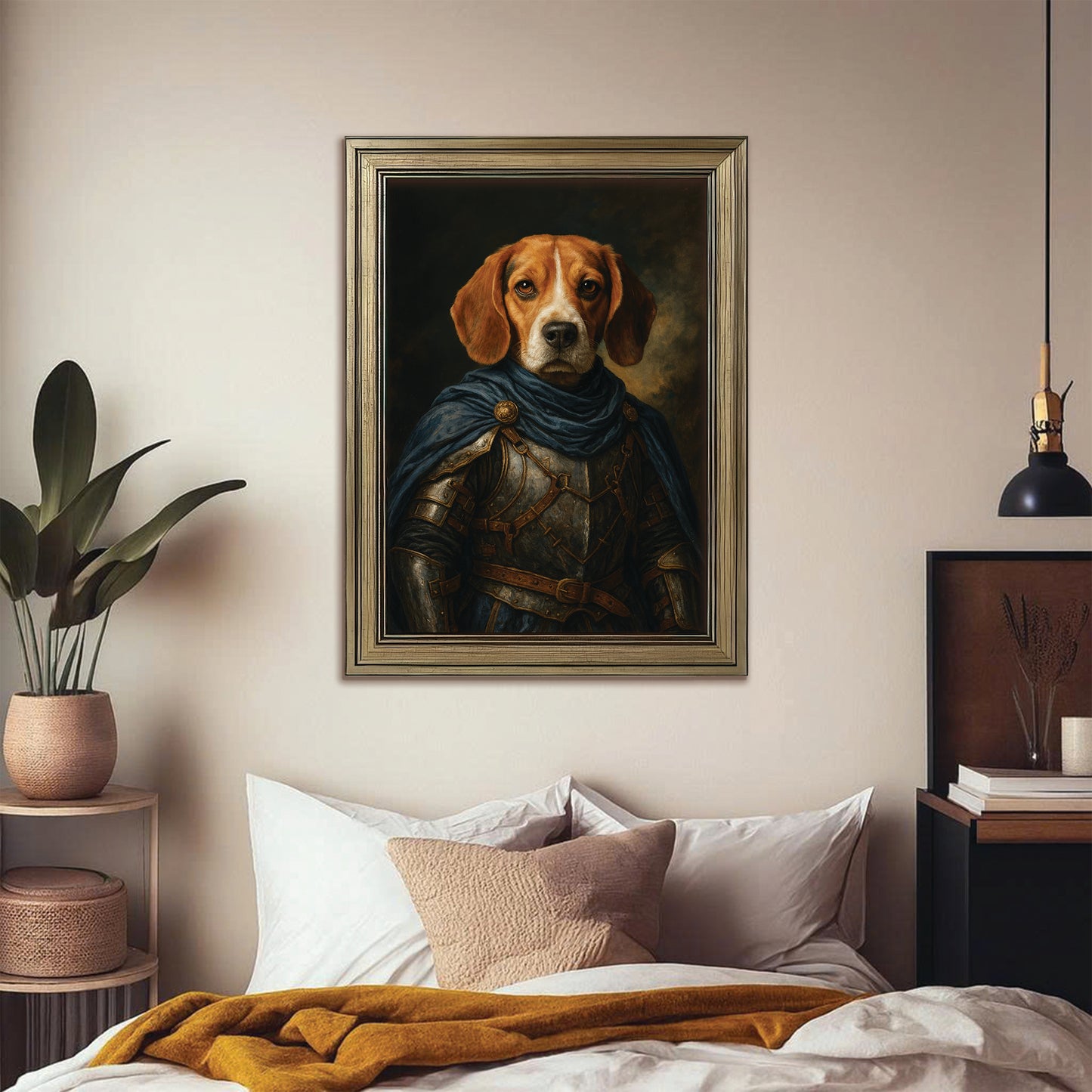 Custom Dog Photo Viking Canvas Framed Wall Art Framed Wall Art _ Gift For Dog Lovers