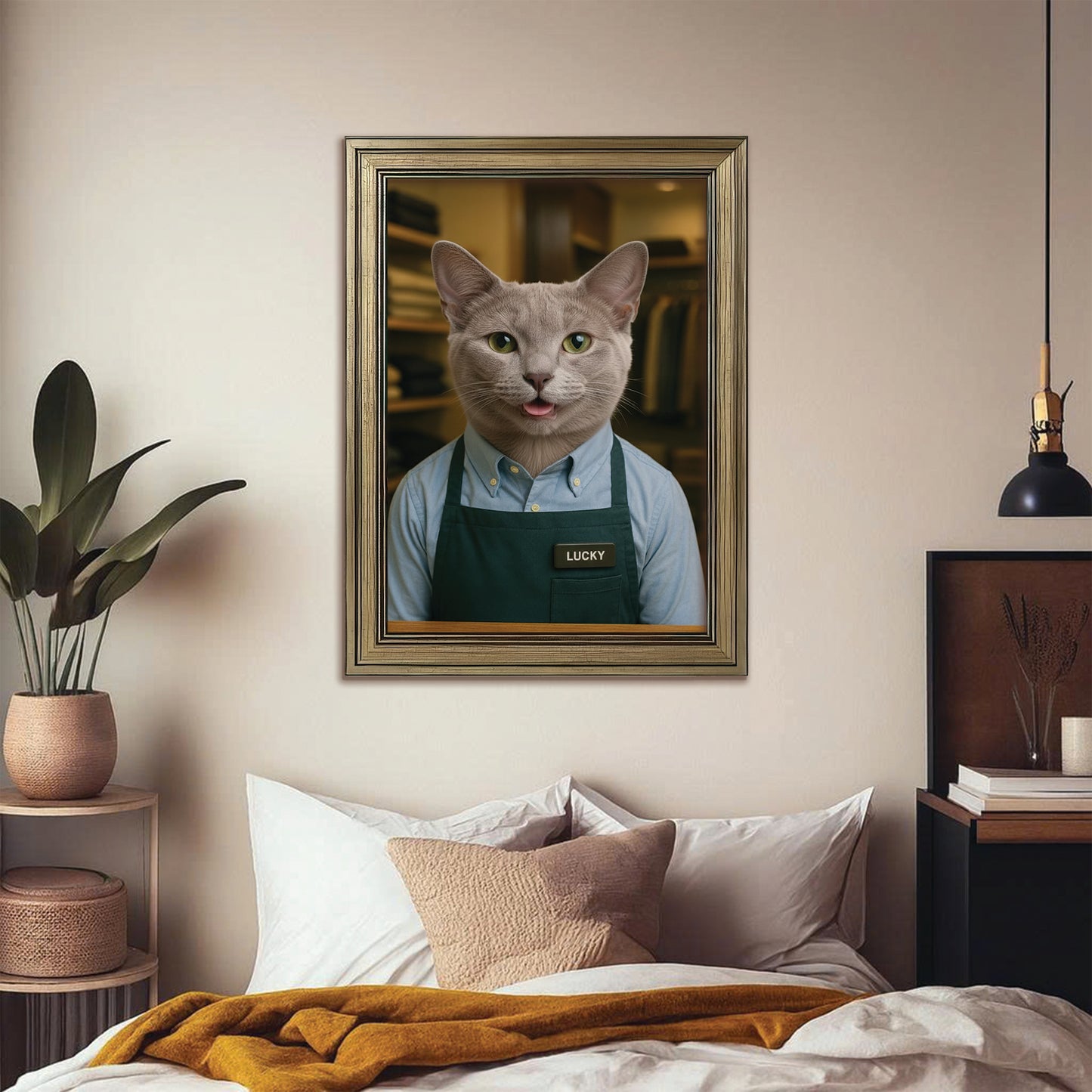 Custom Photo Clothing Store Cat Canvas Framed Wall Art Gift For Cat Lovers