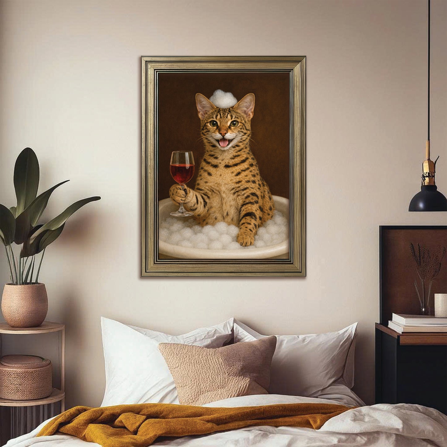 Custom Photo Cat Bathroom Style 27 Canvas Framed Wall Art Gift For Cat Lovers