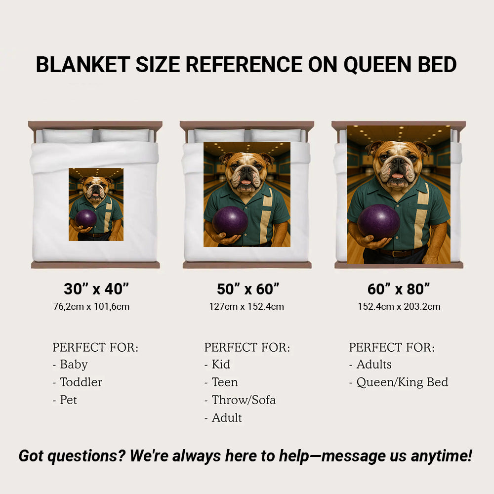Custom Photo Bowling Dog BlanketGift For Dog Lovers