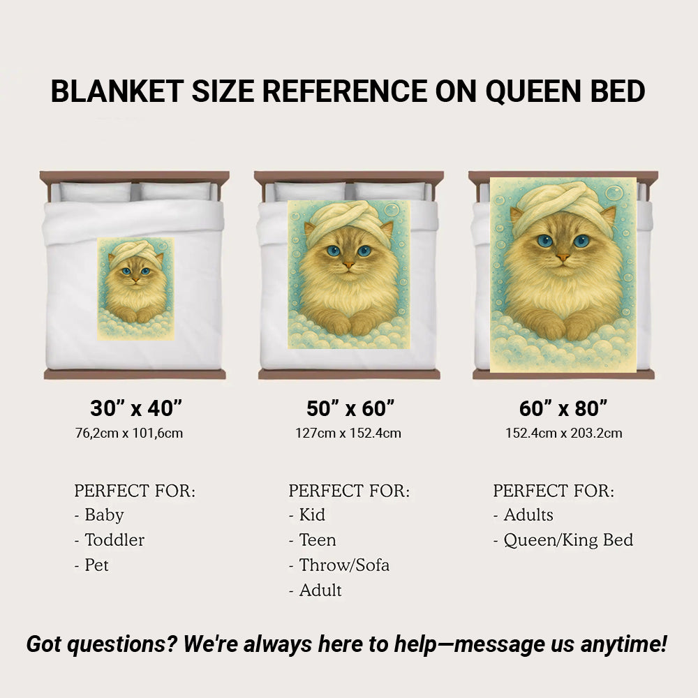 Custom Cat Potrait In Bathroom Blanket