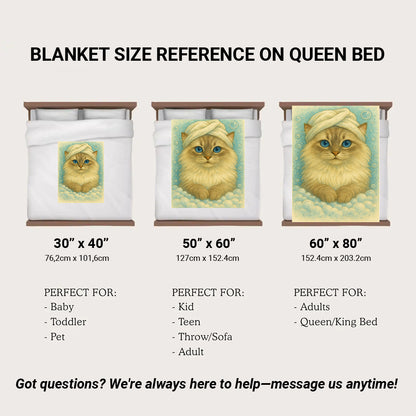 Custom Cat Potrait In Bathroom Blanket