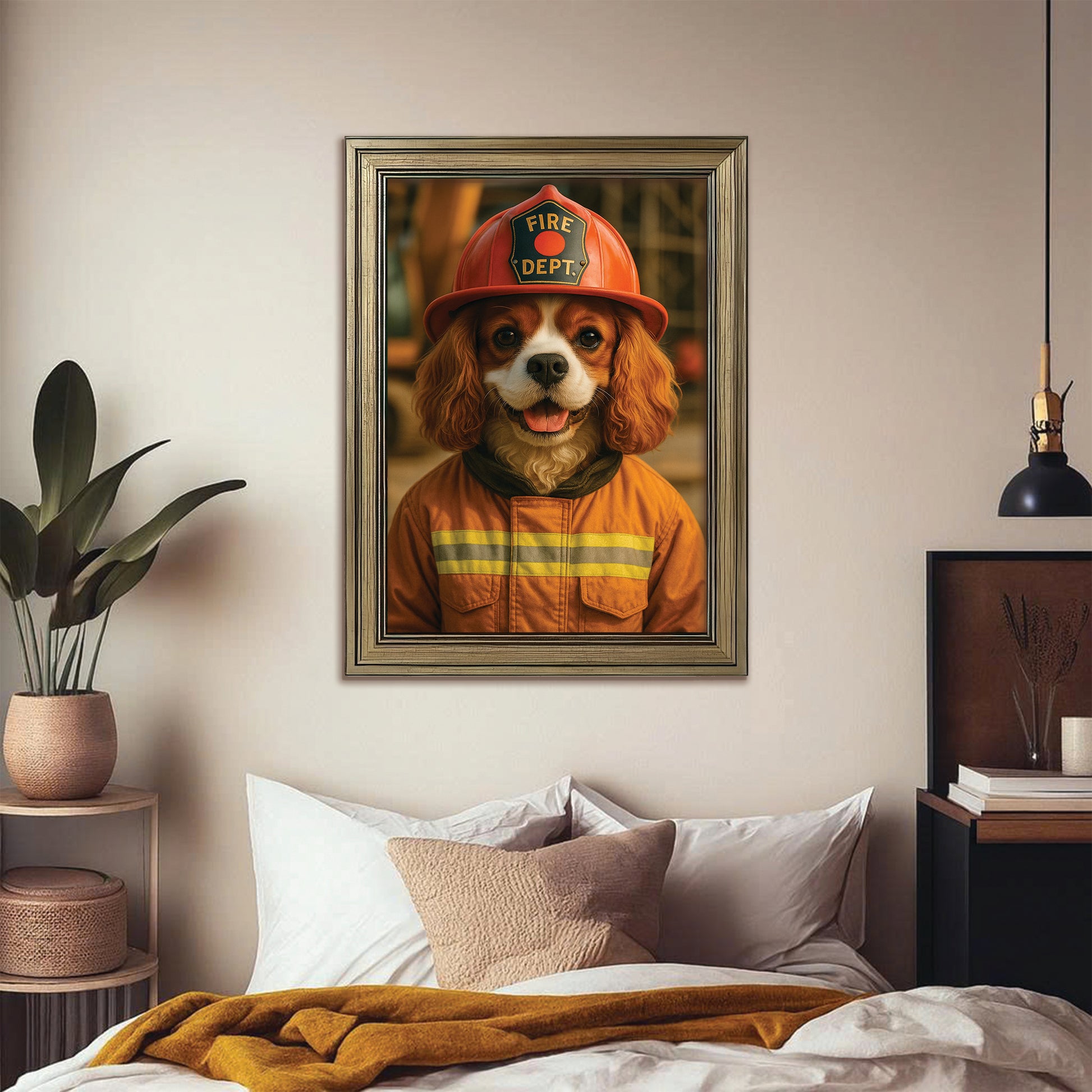 Custom Photo Construction Builder Canvas Framed Wall Art Gift For Dog Lovers