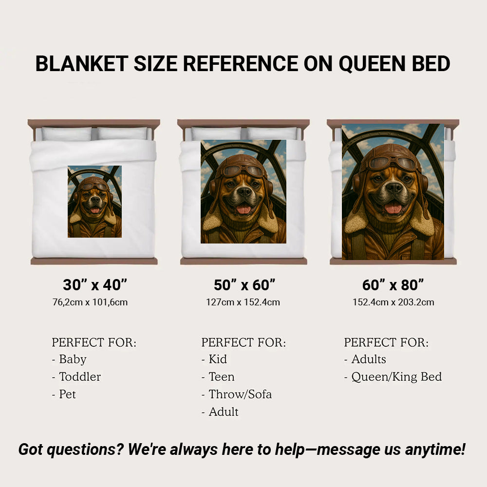 Custom Photo Pilot Dog BlanketGift For Dog Lover