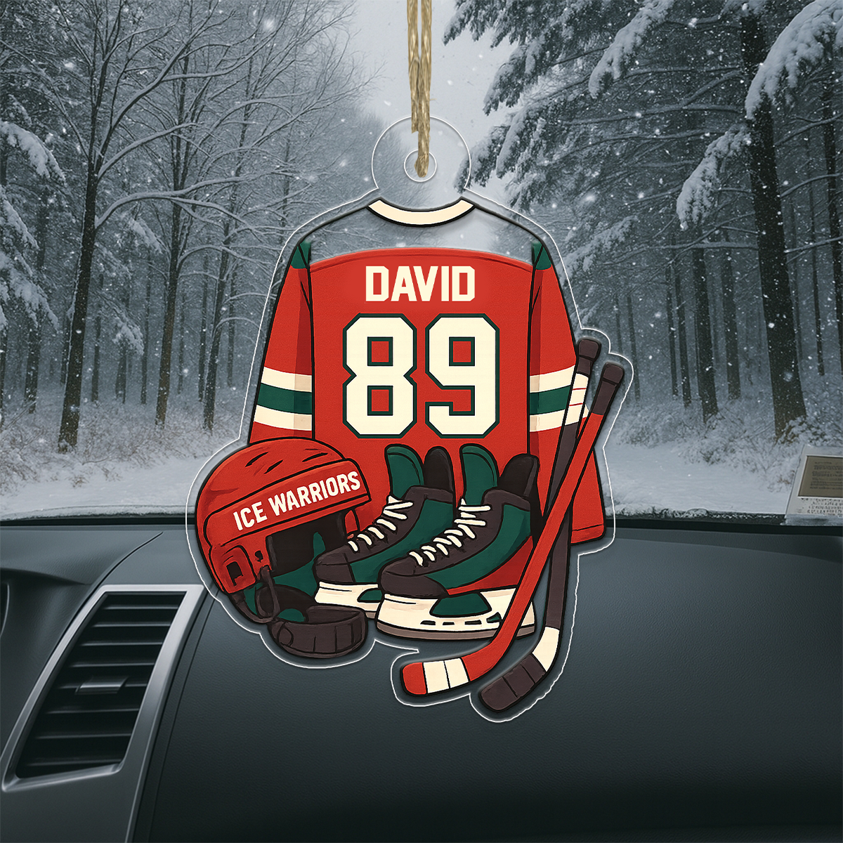 Custom Name And Number Hockey Jersey Acrylic Ornament Christmas Gift