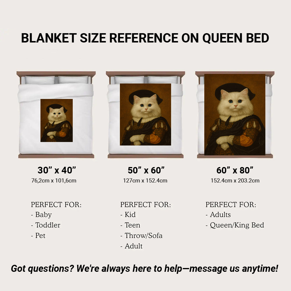 Custom Photo Royal Cat Blanket Cat Lover Gifts