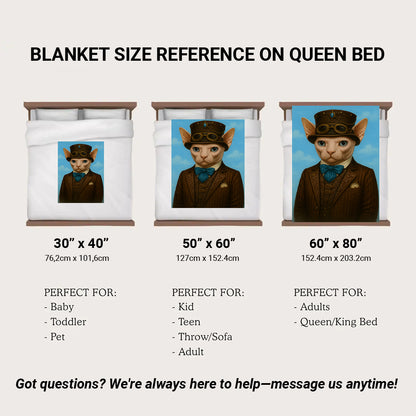 Custom Photo Pilot Cat Blanket Gift For Cat Lovers