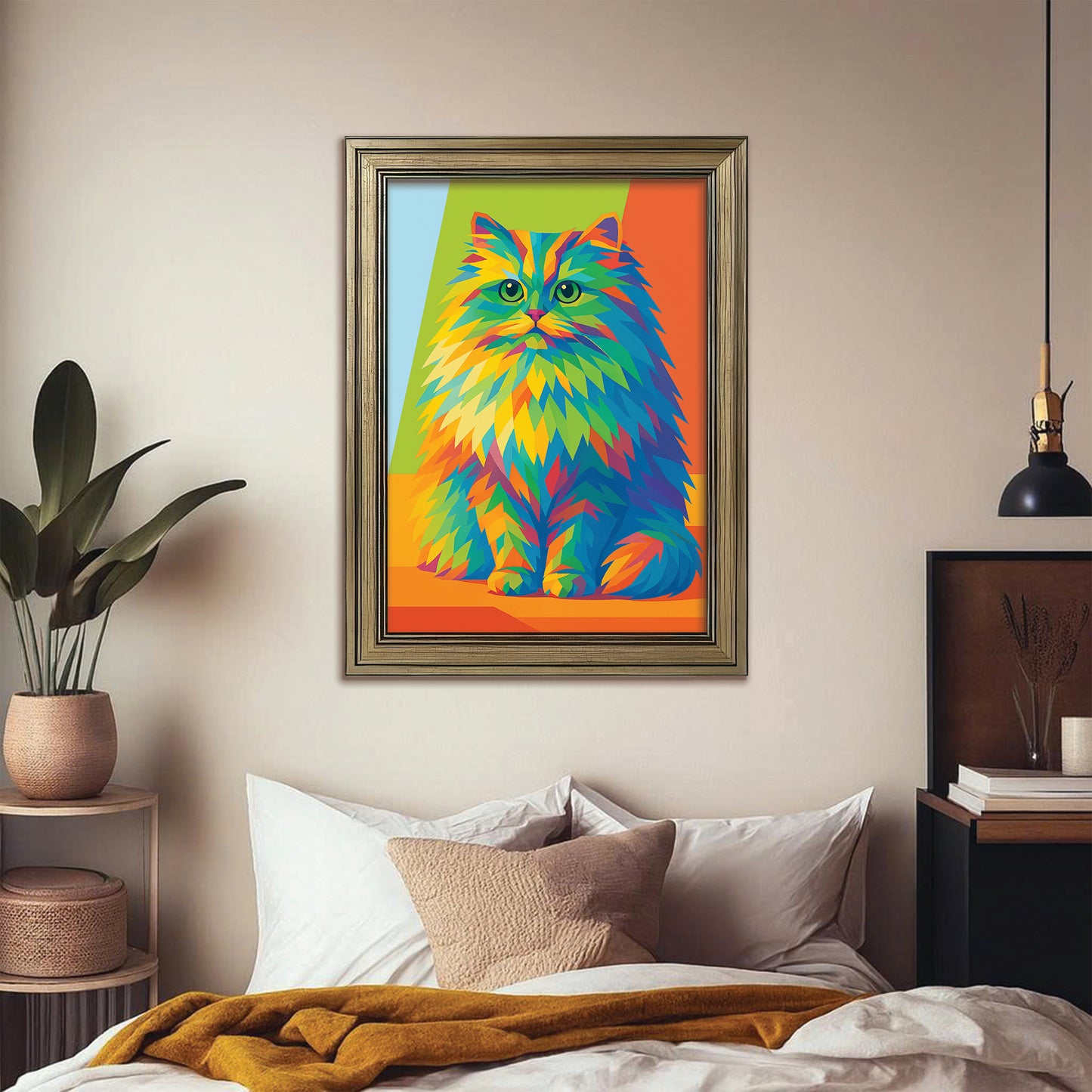 Custom Photo Pop Art Canvas Framed Wall Art Gift For Cat Lovers