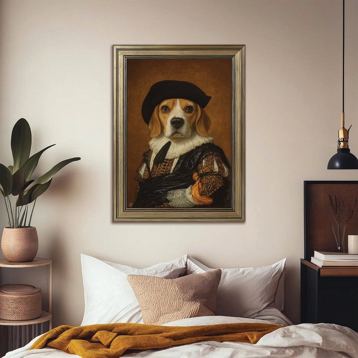 Custom Photo Royal Dog Canvas Framed Wall Art Dog Lover Gifts