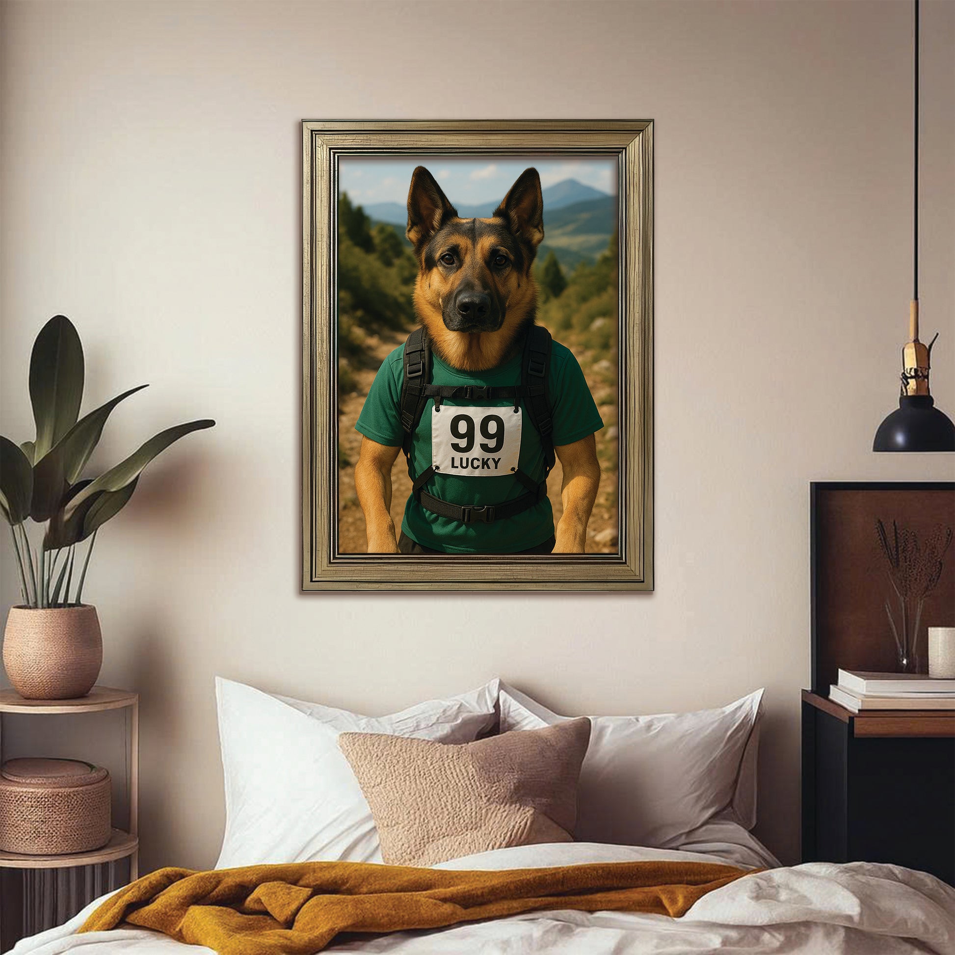 Custom Photo Trail Runner Dog Canvas Framed Wall Art Gift For Dog Lovers
