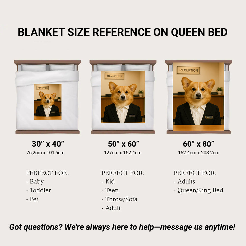 Custom Photo Receptionist Dog BlanketGift For Dog Lovers