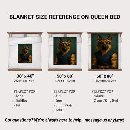 Custom Photo Fighter Warrior Art Dog BlanketGift For Dog Lovers