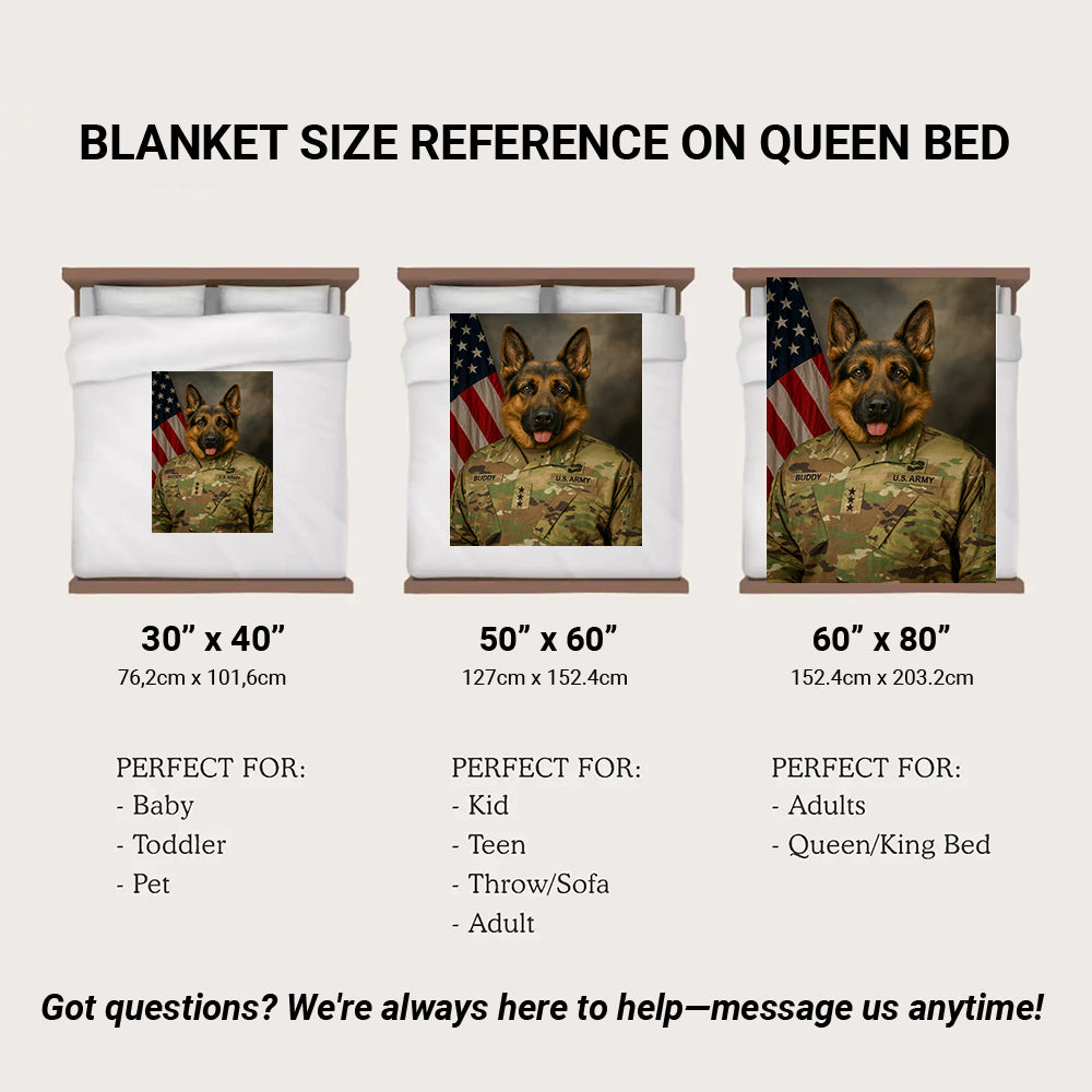 Custom Dog Photo Us Army Blanket For Dog Lover