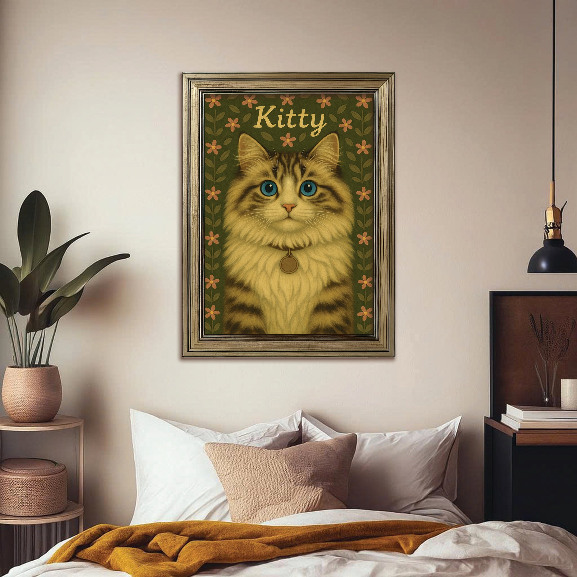 Custom Cat Portraits From Photo From Photo Canvas Framed Wall Art