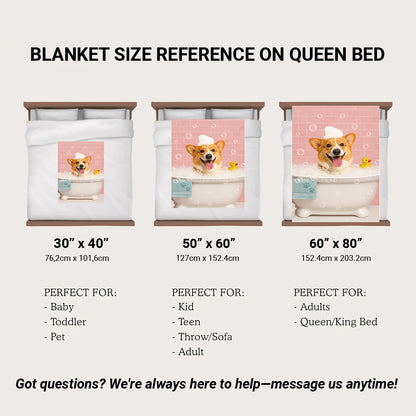 Custom Photo Dog In Bath BlanketGift For Dog Lovers