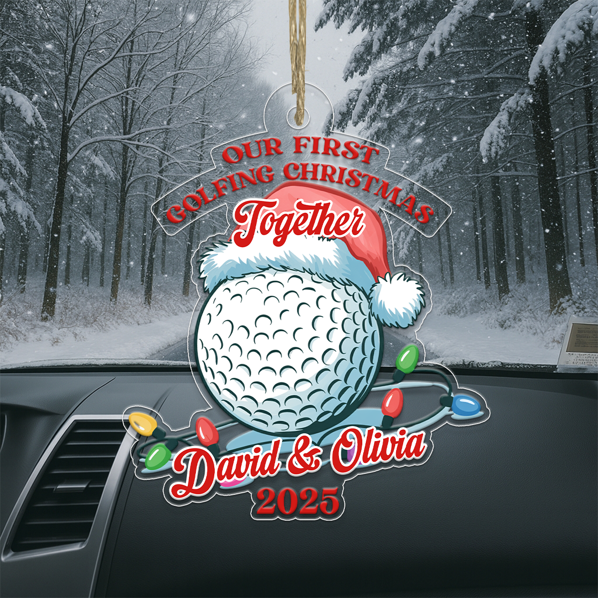 Custom Name Golf Couple Acrylic Ornament Christmas Gift