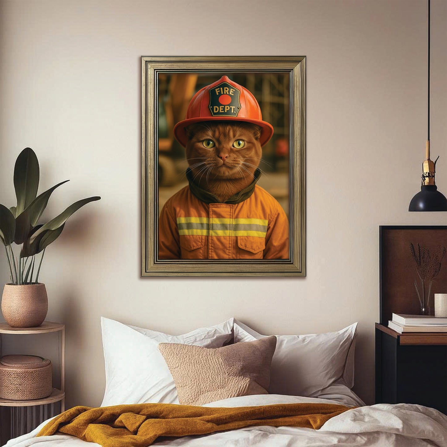 Custom Photo Construction Builder Canvas Framed Wall Art Gift For Cat Lovers