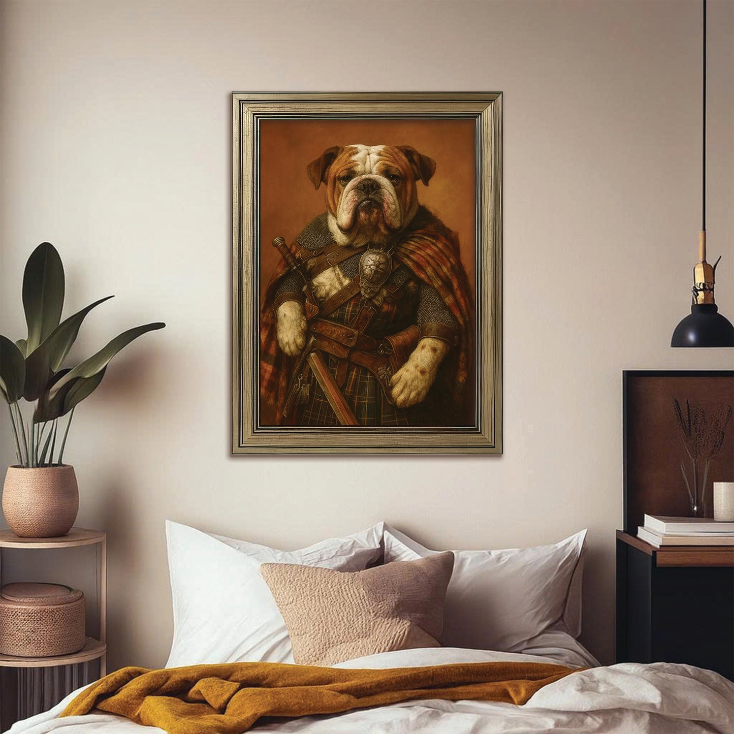 Custom Photo Royal Knight Dog Canvas Framed Wall Art Gift For Dog Lovers